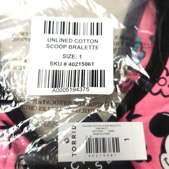 ❤️NWT VINTAGE TORRI DISNEY MICKEY MOUSE PRINT BRALETTE SCOOP SPORT BRA WIRELESS - Picture 4 of 14
